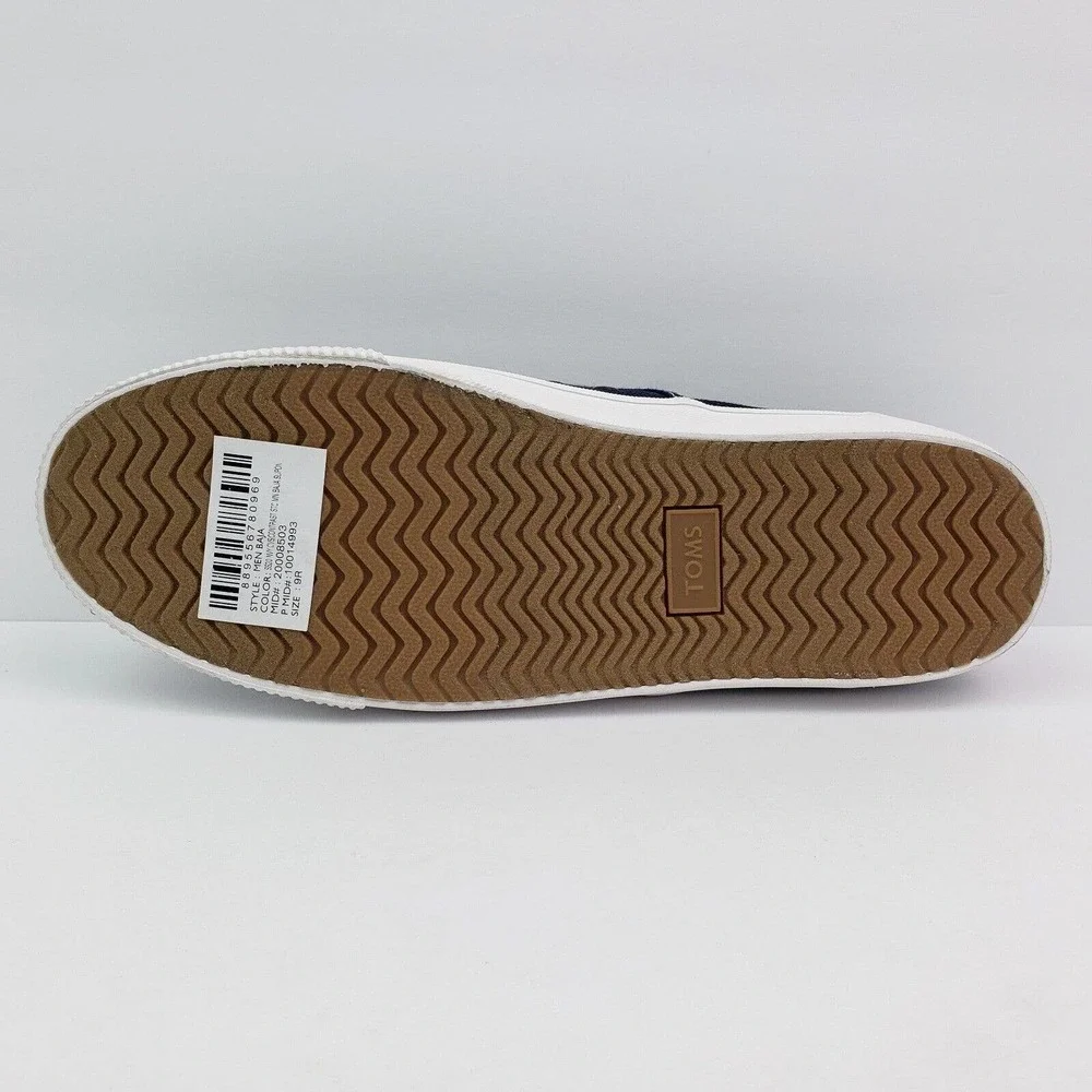Toms Baja Classic Mens Size 9 Navy Blue Canvas Slip On Casual Loafer Shoes